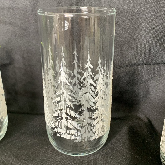 Set of 5 VTG Ponderosa Steak House embossed “Frosted” Pines Glasses / tumblers - Picture 4 of 10